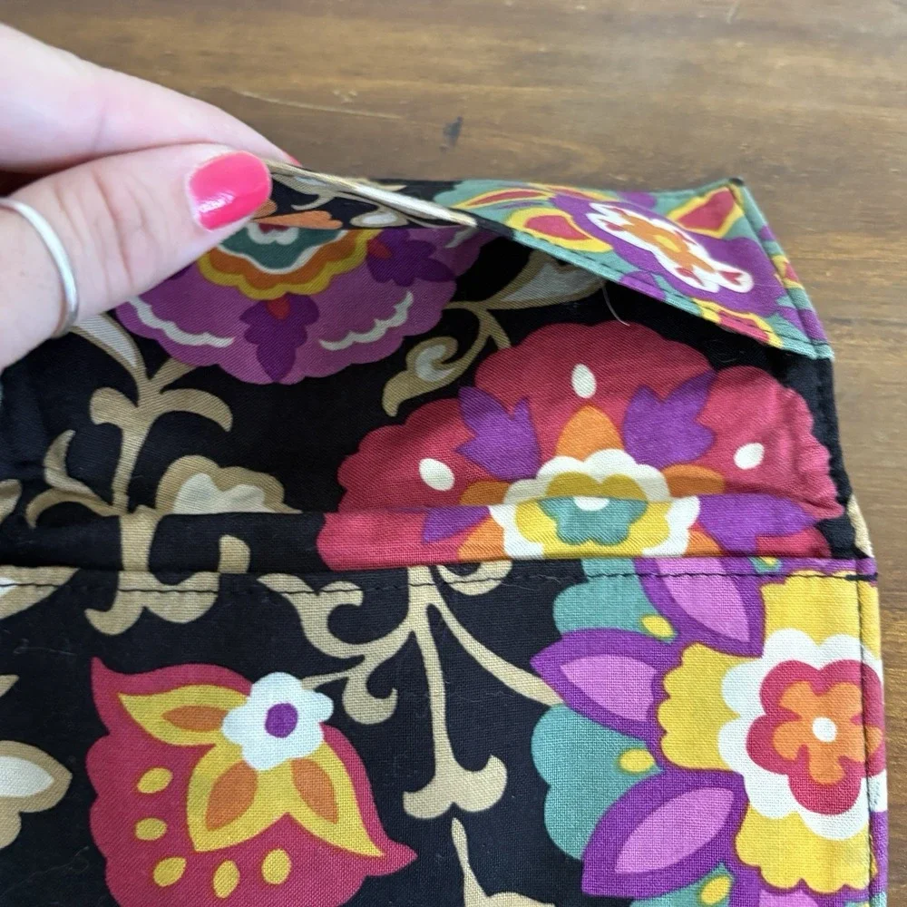 Vera Bradley Suzani Checkbook Cover Retired Print Floral Black Pink Purple